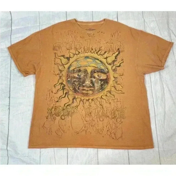 Sublime Long Beach Sun Orange Destroyed Oversized Tee T Shirt Top Rock 90’s S M - Picture 14 of 14